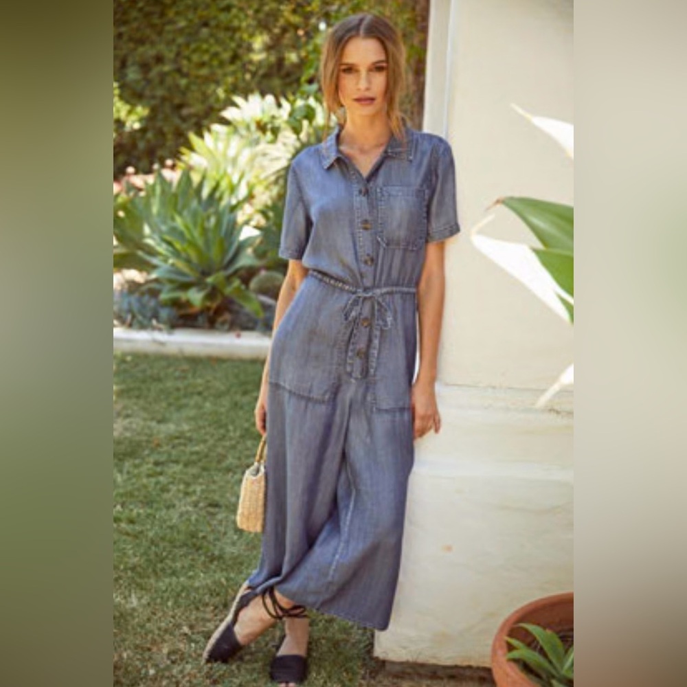 Velvet Heart Blue Denim Jumpsuit chamois light fabric!